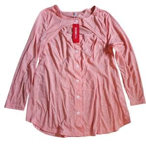 Rosegal Womens Button Down Tunic Size 1X Orange Long Sleeve Cutout Lightweight
